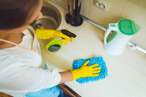 Professional cleaning team servicing a local business in Lambeth