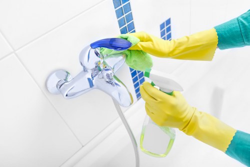 Cleaning touch points and lift area in a Lambeth building